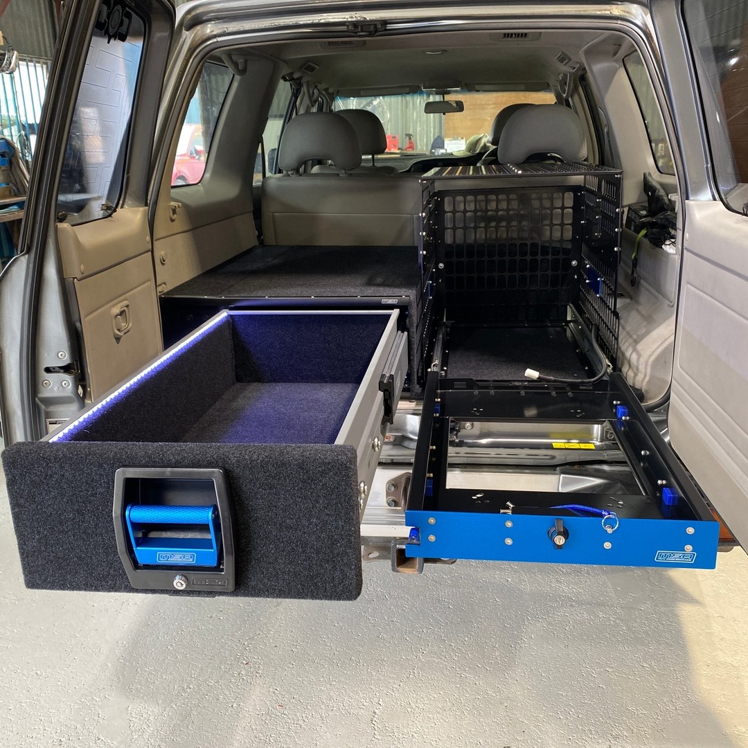 This Patrol has been kitted out with the goods from MSA 4X4 Accessories! New fridge slide with MSA's new mountable table. The MSA draw and the team created custom flooring to hide the battery and ensure it blends in with the MSA kit.